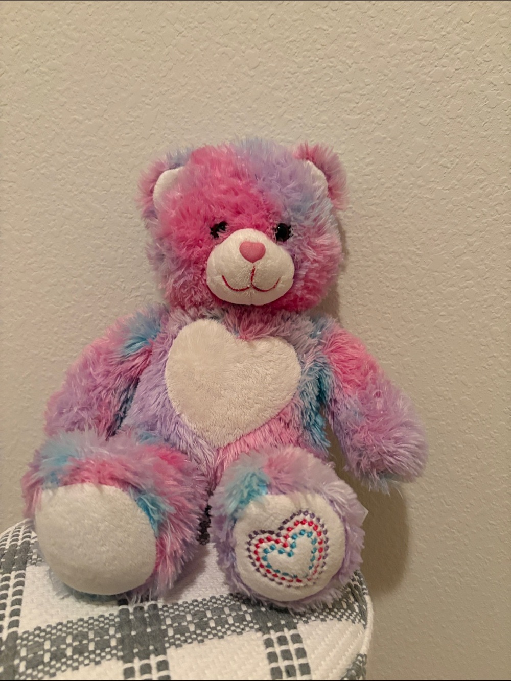 Build-A-Bear Multicolor Pink Purple Pastel Heart Teddy